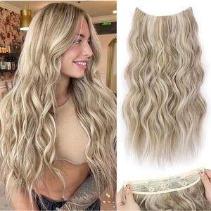 - Human hair blend invisible wire hair extensions with 4 secure clips .